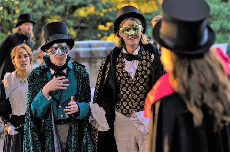 Bryan and Nicholas in Masks Hudson Classical Theater--The Count of Monte Cristo
